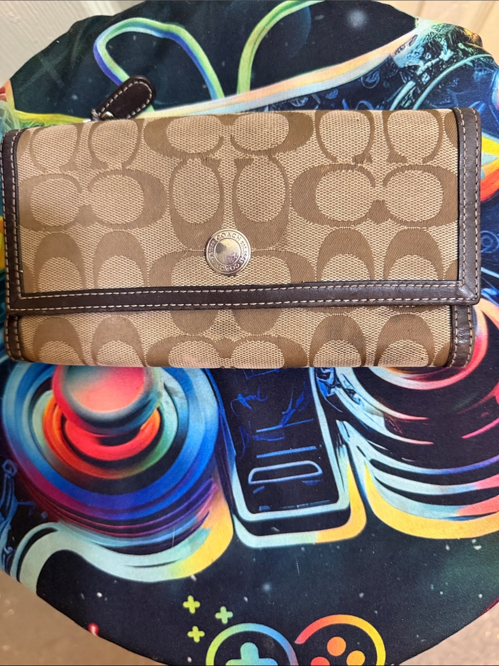 Coach Tan/Brown Signature Continental Wallet